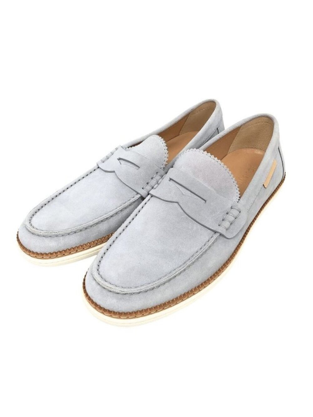 Louis Vuitton Suede Moccasins Driving Shoes Loafers Light Gray